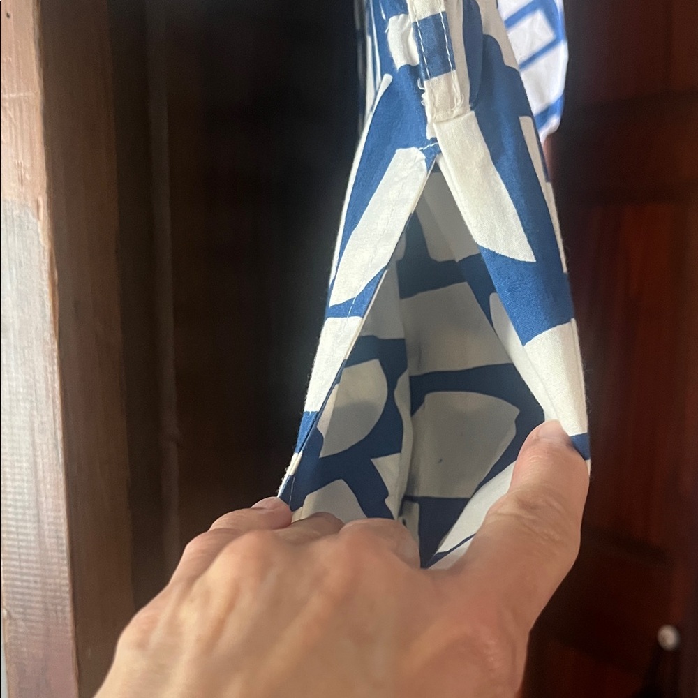 Jessica Simpson Blue and White Geometric Button-Down Mini Dress - Picture 4 of 4